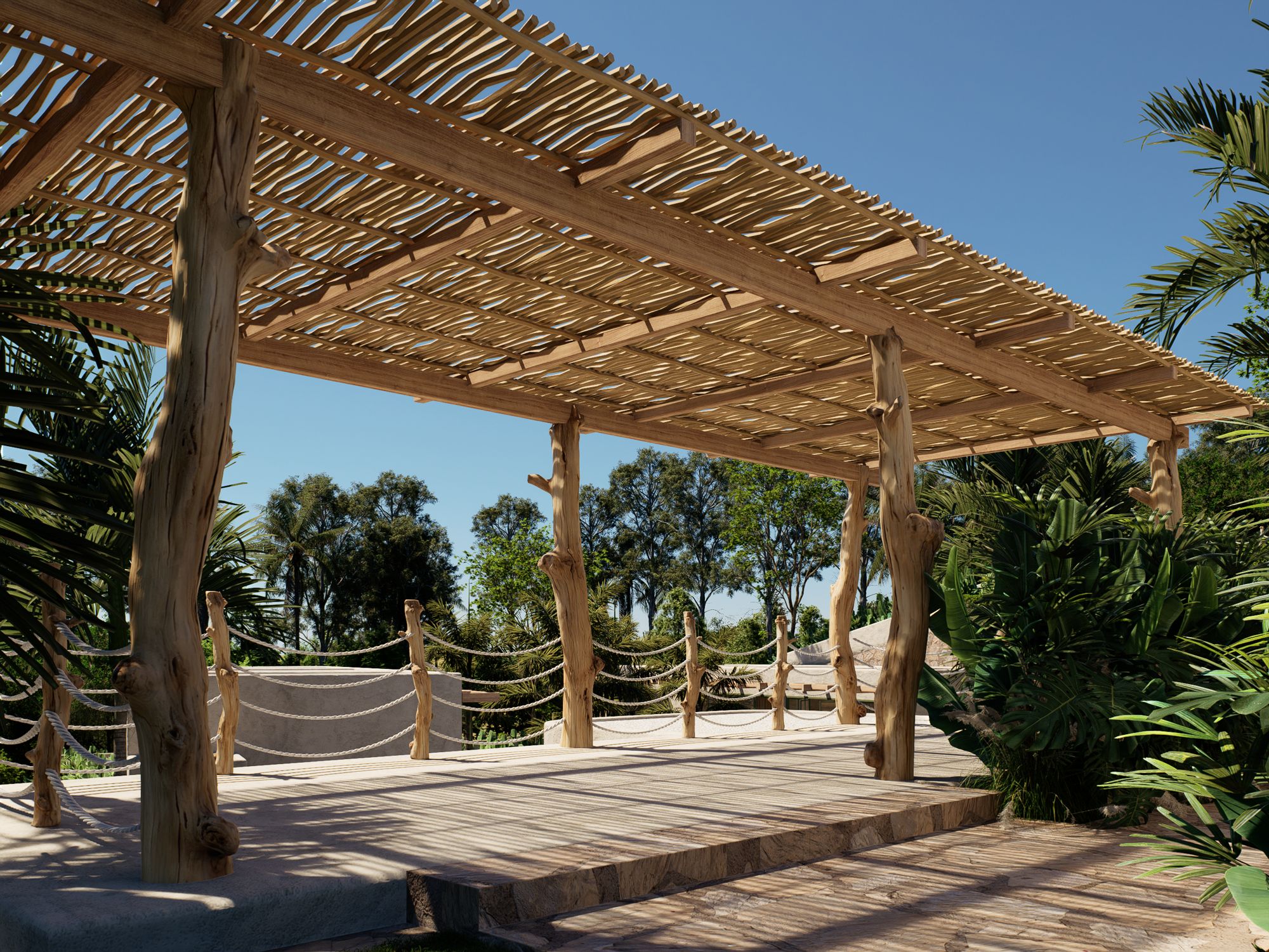 Pérgola de yoga elevada
